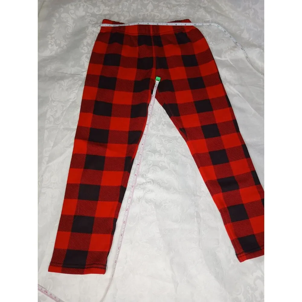 Carter’s KID GIrls Red & Black Buffalo Plaid Capri Fleece Lined Leggings Size 7